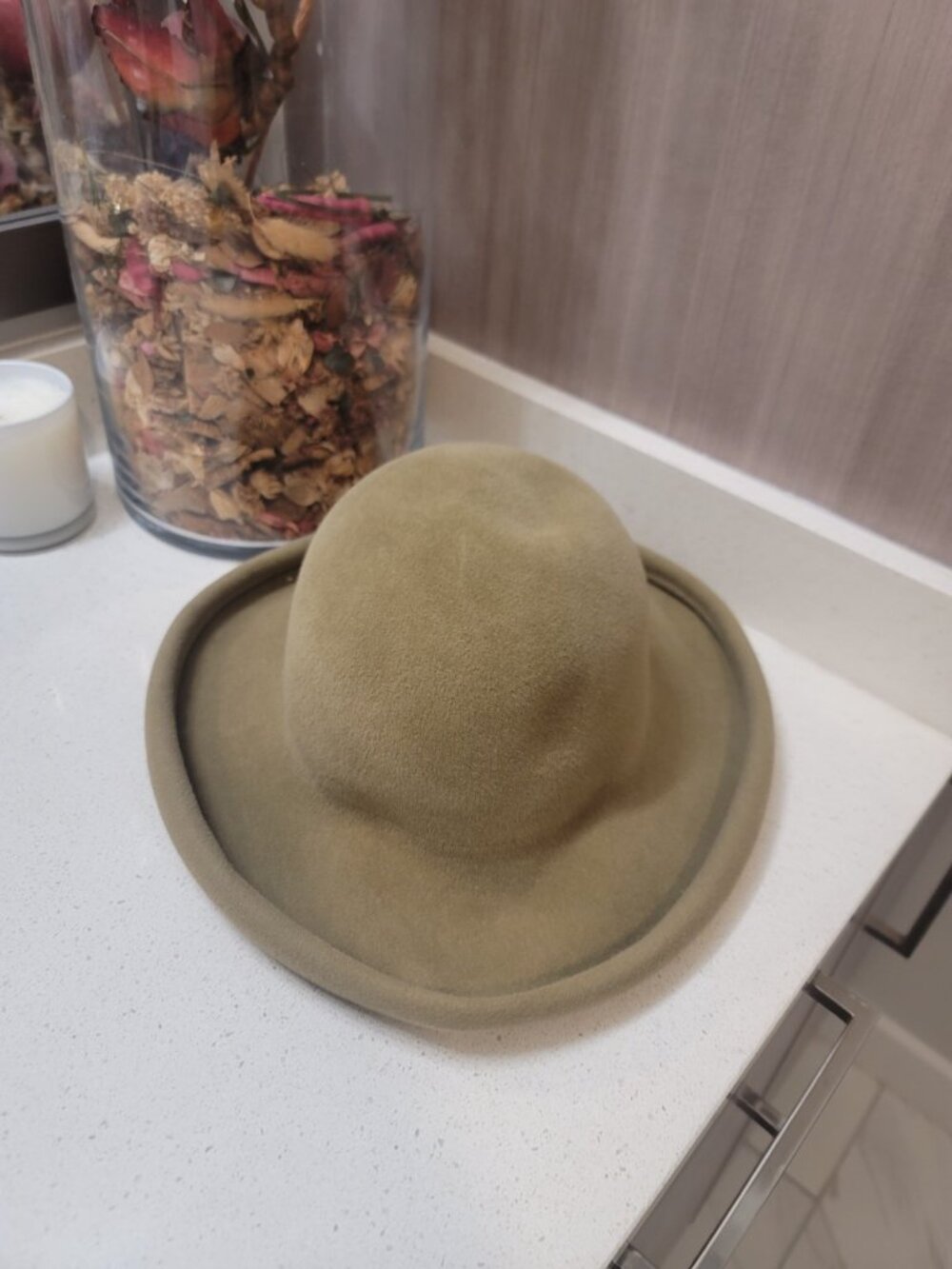 Eric Javits 1980s Hat Vintage USA Chocolate Olive Green Wool Designer Squishee - Picture 2 of 7
